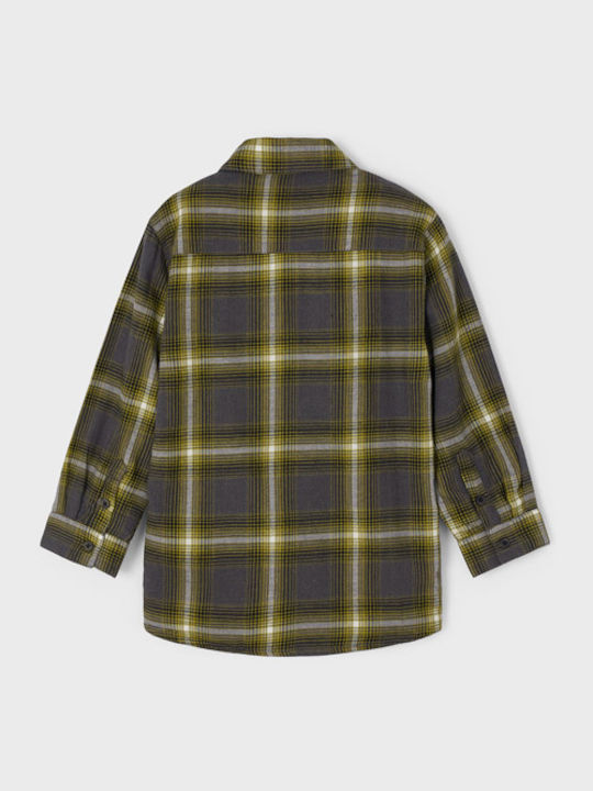Kids Checked Shirt Long Sleeve Khaki