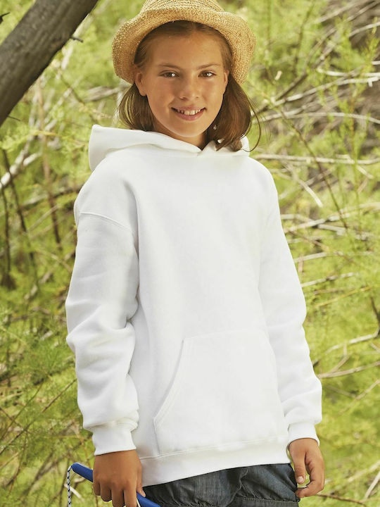 Kids Sweatshirt with Hood and Pockets White