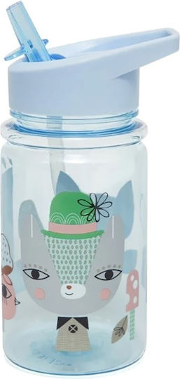 Petit Monkey Lama și Prietenii Sticlă pentru Copii Plastic cu Pai Lila 400ml