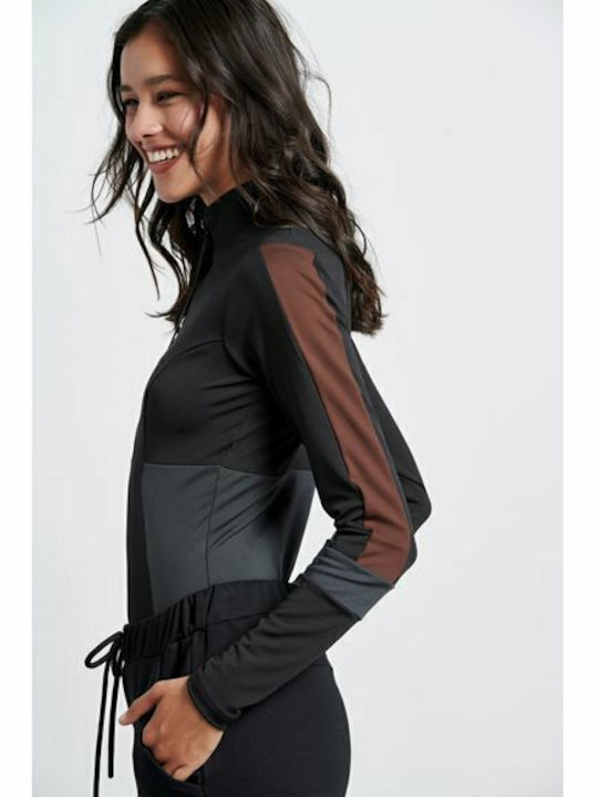 Long Sleeve Bodysuit Beyond Sports Slim Fit Black