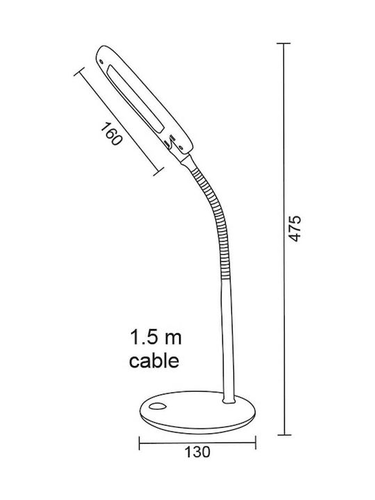 Aca LED Bürobeleuchtung mit flexiblem Arm 13x47.5cm in Weiß Farbe