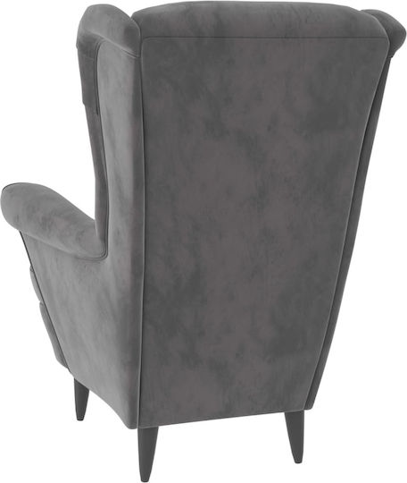 Ohrensessel mit Fußhocker Samt Light Grey 81x90x96.5cm