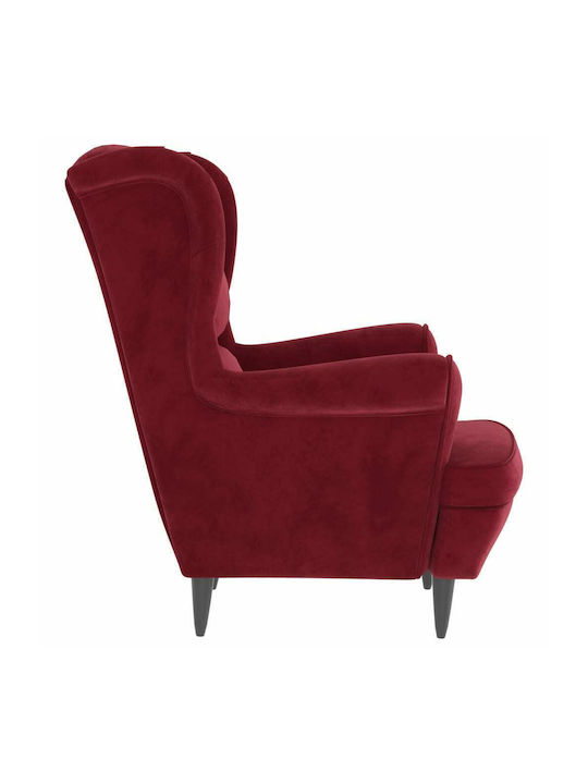 Bergère cu Puf Catifelat Burgundy 81x90x96.5cm