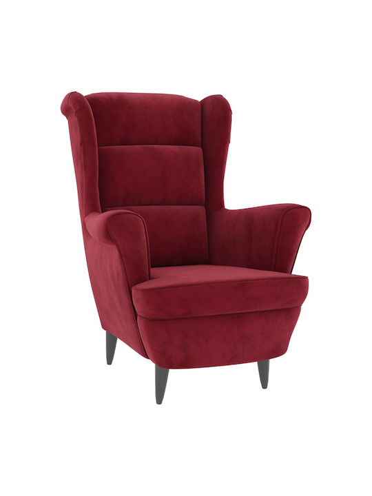 Bergère cu Puf Catifelat Burgundy 81x90x96.5cm