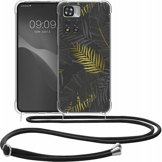 KWmobile Задна корица Силикон с Каишка Palm Leaves - Yellow / Grey / Transparent (Redmi Note 11 Pro+ 5G)