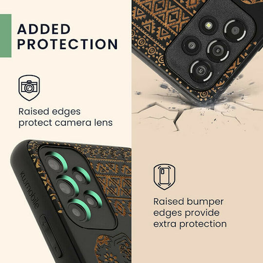 KWmobile Wood Elephant Pattern Back Cover Lemn Elephant - Black / Light Brown (Galaxy A53)