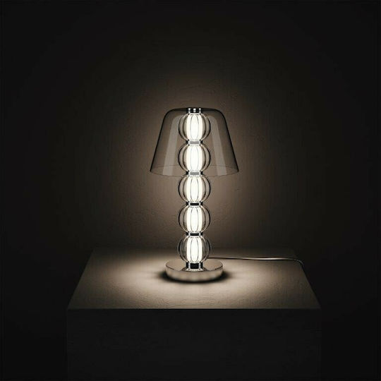 Maytoni Amulet Glass Table Lamp LED with Transparent Shade and Silver Base