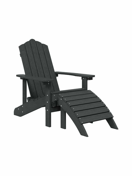 Ξαπλώστρα-Κρεβάτι Μονό Adirondack Πλαστικό Ανθρακί με Τραπεζάκι 73x83x92εκ.