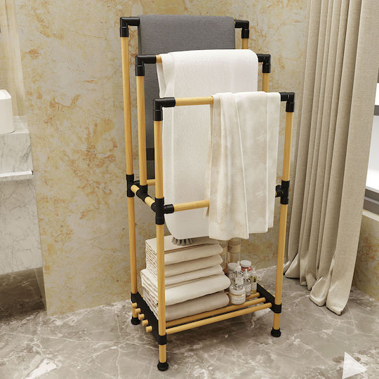 Homeplus Freistehender Kleiderständer Badezimmer Dreifach ​49x87cm Braun