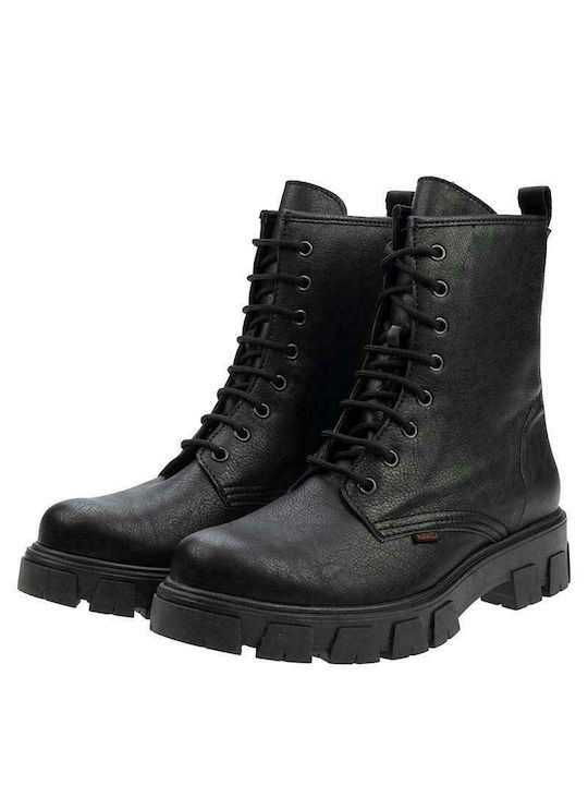 R Leder Stiefeletten Damen Schwarz
