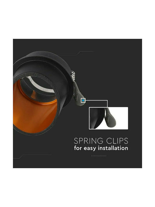 V-TAC Round Metallic Recessed Spot with Socket GU10 Black 6.8x6.8cm. 1pcs