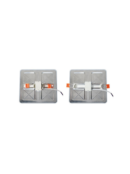 Aca Square Recessed LED Panel 15W with Cool White Light 6000K 17.5x17.5cm
