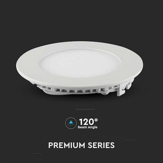V-TAC Στρογγυλό Χωνευτό LED Panel 18W με Φυσικό Λευκό Φως 4000K 21εκ.