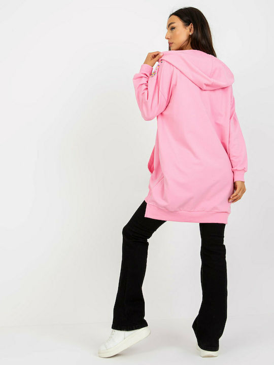 Rue Paris Women's Long Hooded Cardigan Pink