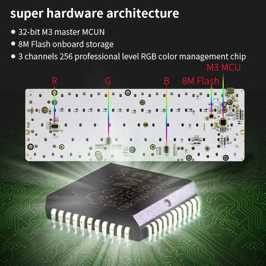 HK Gaming GK61 Gaming Mechanical Keyboard 60% with Gateron Black switches and RGB lighting (English US)