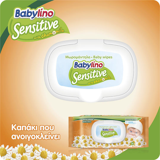 Babylino Sensitive with Chamomile Hypoallergenic Baby Wipes without Alcohol & Parabens 3x54pcs