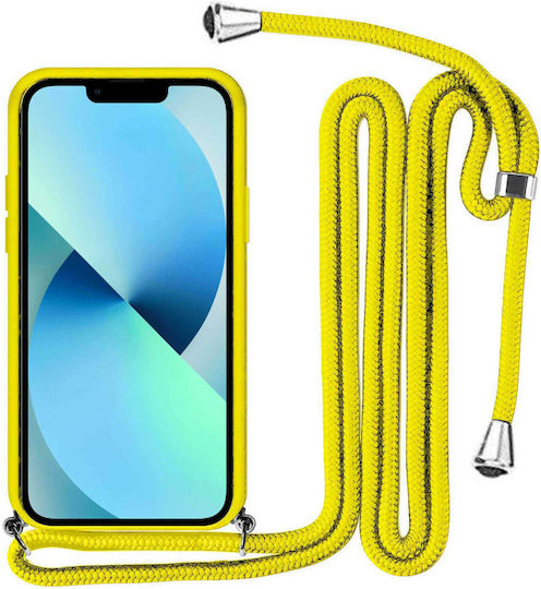 Liquid Back Cover Σιλικόνης με Λουράκι Κίτρινο (Redmi Note 9S / 9 Pro / 9 Pro Max)