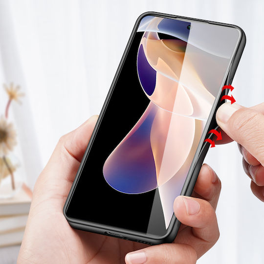 Dux Ducis Fino Umschlag Rückseite Silikon / Stoff Schwarz (Redmi Note 11 Pro+ 5G)