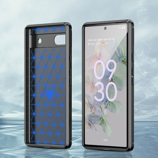 Hurtel Carbon Flexible Umschlag Rückseite Silikon Schwarz (Google Pixel 6a)
