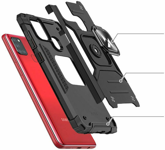 Wozinsky Ring Armor Back Cover Plastic Red (Galaxy A21s)