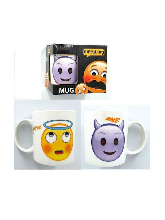 ToyMarkt Emoji Φιλί 99470 Tasse aus Porzellan Weiß 325ml 1Stück