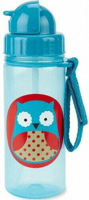 Skip Hop Κουκουβάγια Kinder Trinkflasche Kunststoff mit Strohhalm Hellblau 384.5ml