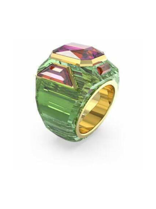 Swarovski Chroma Cocktail Дамски Пръстен с Камъни Green Позлатен