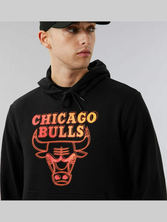 NBA Neon Fade Chicago Bulls Sweatshirt with Hood Black