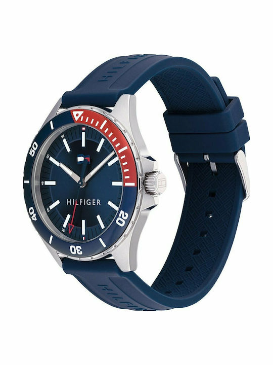 Tommy Hilfiger Logan Мъжки Часовник 43мм На Батерия Син Каучуков Каишка