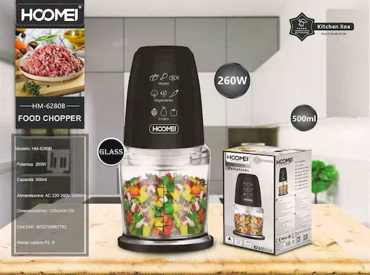 Hoomei Mini Chopper 260W With 500ml Capacity Black