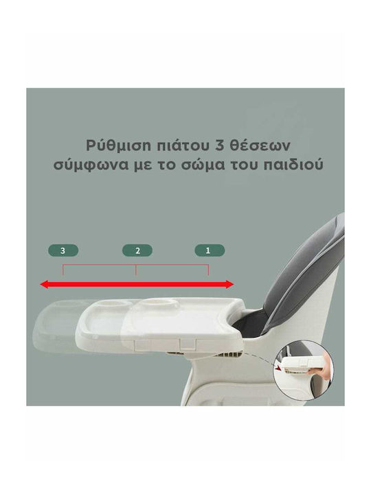 Kiddo Menu Καρεκλάκι Φαγητού 5 in 1 με Ρυθμιζόμενο Ύψος Γκρι
