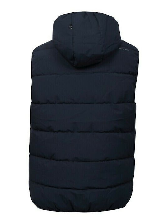 Ärmellos Jacke Puffer Wasserdicht und Winddicht Marineblau