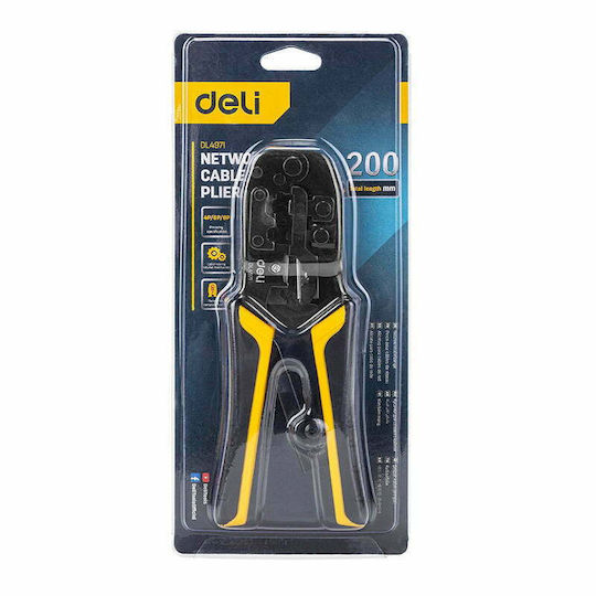 Deli Πρέσα Ακροδεκτών Δικτύου RJ11, RJ45 με Απογυμνωτή & Μηχανισμό Καστάνιας για 4/6/8P, RJ45/RJ14/RJ12/RJ9