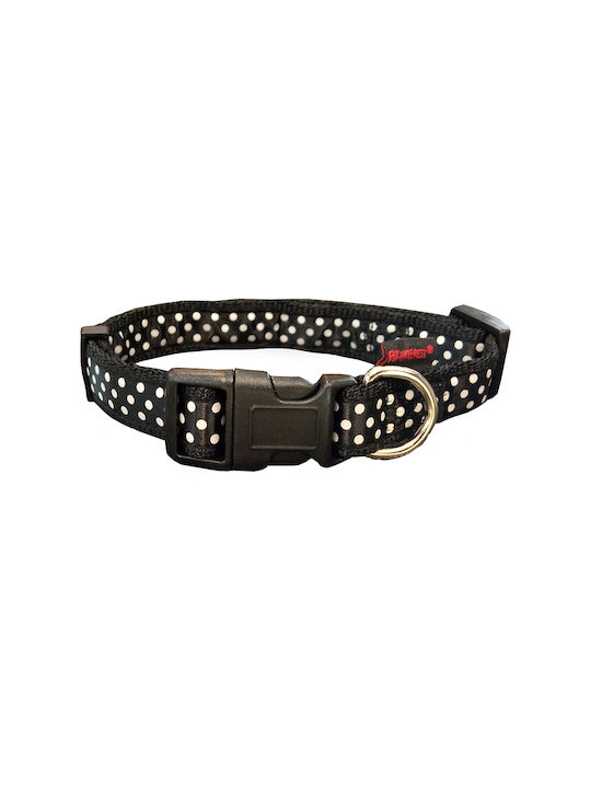 Pet Interest Dots Line Dog Collar In Black Colour XSmall 15mm x 19 - 33cm