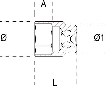 Beta Căpăcel Hexagonal cu Patrat de Prindere 1/2" Diametru 40mm 1buc