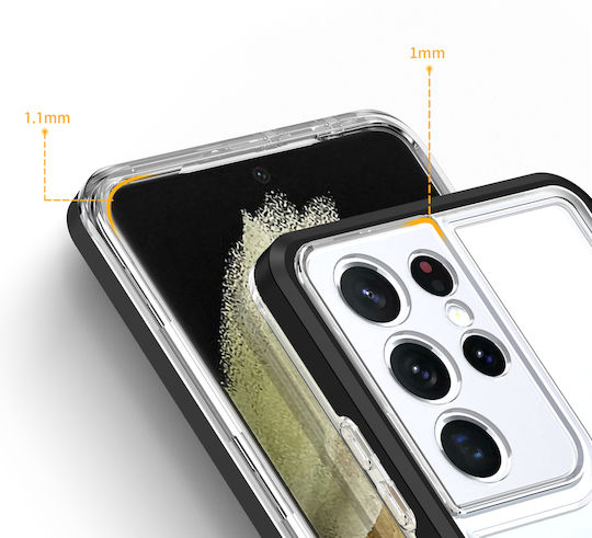 Hurtel Clear 3in1 Back Cover Σιλικόνης Μαύρο (Galaxy S22 Ultra 5G)