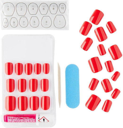 Kiss Fantasy Nails Whatever Ярки Съвети За Нокти в Червен Цвят 28 Бройки KGN10C