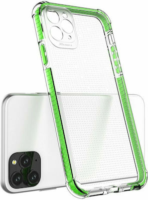 Hurtel Spring Armor Silicone Back Cover Durable Clear / Green (iPhone 11 Pro Max)