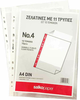 Salko Paper Plastic Sleeves for Documents A4 with Holes 10pcs Salko