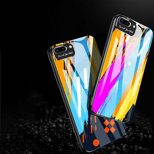 Hurtel Mobile Phone Cases & Covers Plastic Back Cover Set with Tempered Glass Pink/Blue/Orange Compatible with iPhone 7 / 8 / SE 2020 / SE 2022
