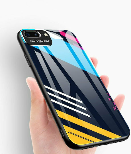 Hurtel Mobile Phone Cases & Covers Plastic Back Cover Set with Tempered Glass Pink/Blue/Orange Compatible with iPhone 7 / 8 / SE 2020 / SE 2022