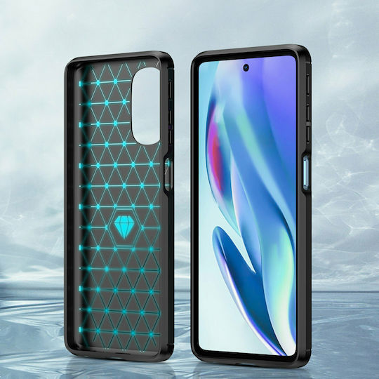 Hurtel Carbon Flexible Umschlag Rückseite Silikon Schwarz (Motorola Moto G51 5G)