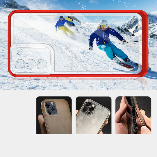 Hurtel Clear 3in1 Back Cover Silicon 1.1mm Roșu (Galaxy S21+ 5G)