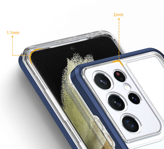 Hurtel Clear 3in1 Back Cover Σιλικόνης 1.1mm Μπλε (Galaxy S22 Ultra 5G)