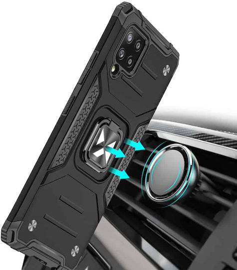 Wozinsky Ring Armor Kickstand Back Cover Plastic Black (Galaxy A42)