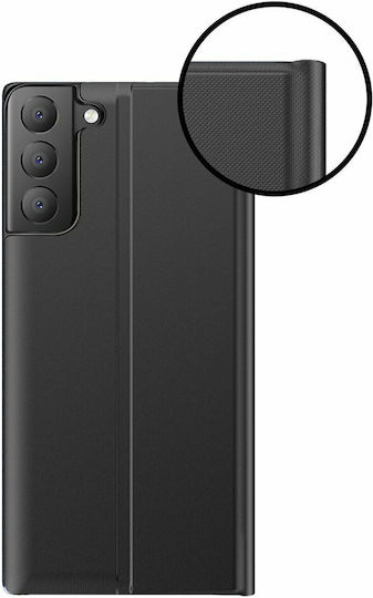 Hurtel Sleep Smart Window Book Δερματίνης Μαύρο (Galaxy S21 FE 5G)