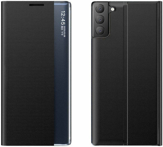 Hurtel Sleep Smart Window Book Δερματίνης Μαύρο (Galaxy S21 FE 5G)