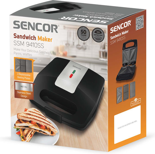 Sencor Τοστιέρα με Αποσπώμενες Πλάκες για 2 Τοστ 700W Μαύρη