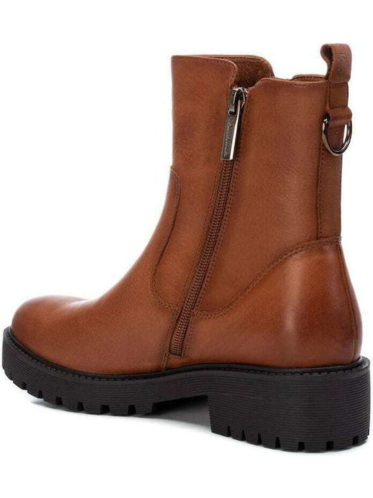 Leder Stiefeletten Damen Tabac Braun