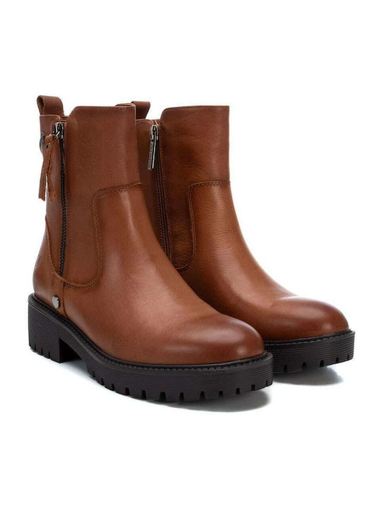 Leder Stiefeletten Damen Tabac Braun